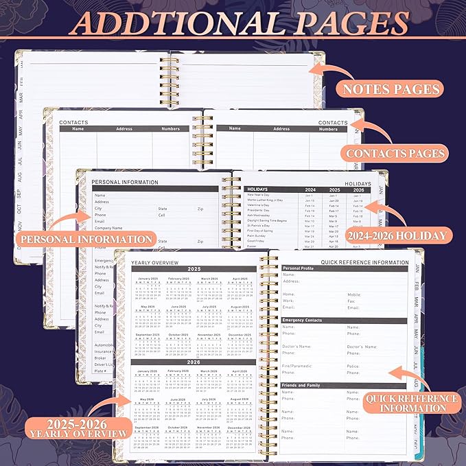 2025 Planner - 2025 Planner Weekly and Monthly, Jan.2025 - Dec.2025, Hardcover 2025 Planner Monthly with Tabs, 6.2" x 8.5", Strong Twin-Wire, Back Pocket