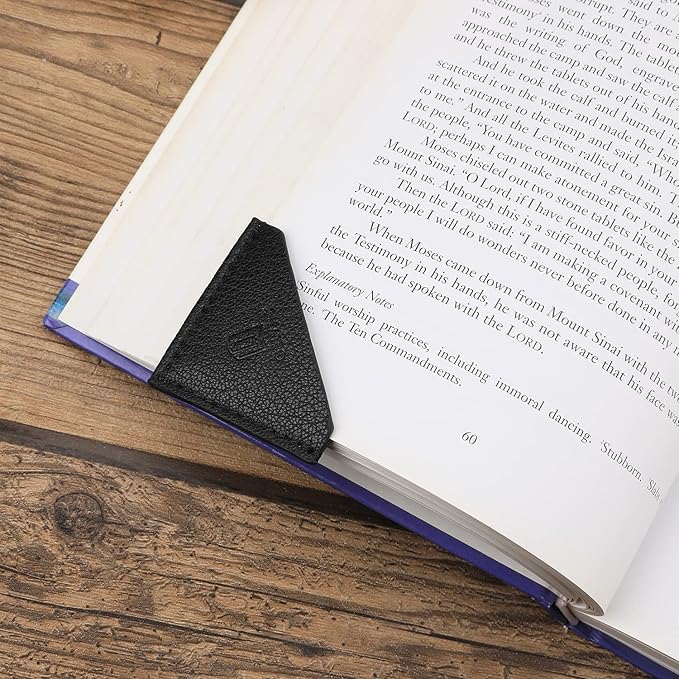 3 Pieces Leather Bookmarks Handmade Page Marker for Men Women Faux Leather Page Clips Corner Book Markers for Teachers Christmas Gift for Writers Bookworm Book Lovers (06-Black)