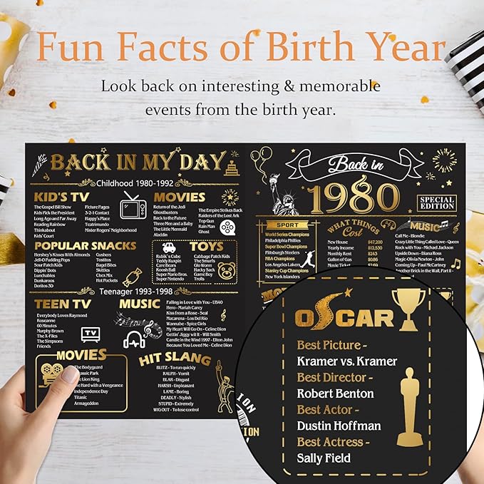 45th Birthday Card for Men Women, 3D Pop Up 45th Birthday Gifts Cards for Him Her, Back In 1980 Funny 45 Year Old Birthday Decorations