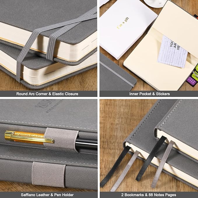 2025 Planner - 2025 Planner Weekly and Monthly, Jan. 2025 - Dec. 2025, 5.75" x 8.25", Leather Planner 2025 with Thick Paper, Pen Loop, Back Pocket with 40 Notes Pages - Grey