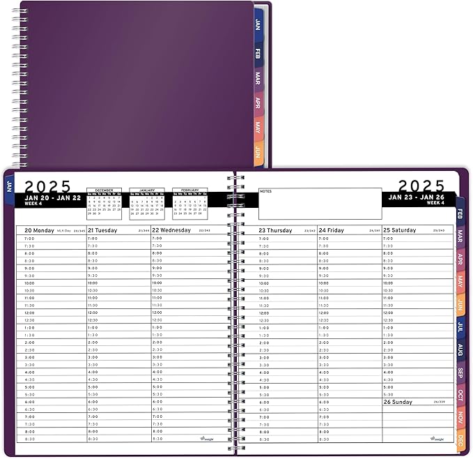 2025 Appointment Book & Planner- Ensight 6.5 x 8.5 inches, Large Tabbed Daily Hourly Weekly Planner, Calendar & Schedule Book 30-Minute time Slots, Business & Personal Planner Jan 2025- Dec 2025- Purple