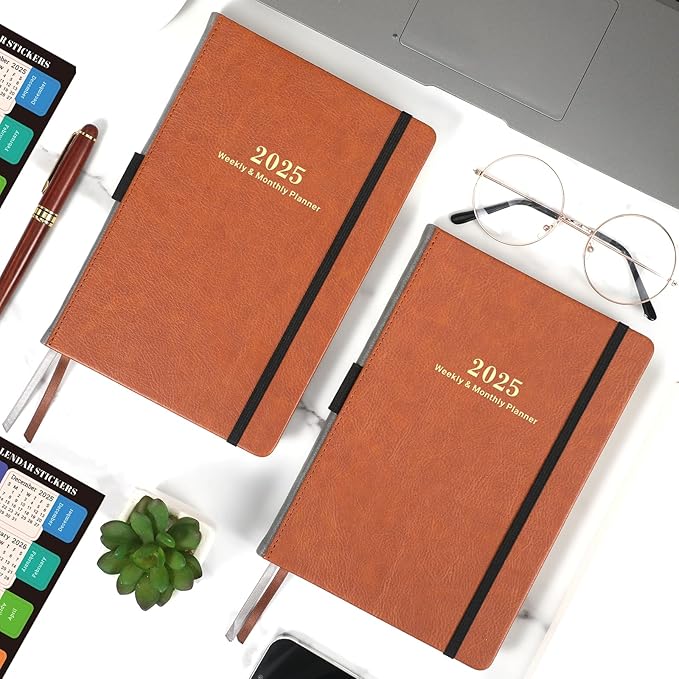 2025 Planner - Planner 2025 Weekly and Monthly with Stickers, JAN. 2025 - DEC. 2025, 5.75" X 8.25", 2025 Calendar Planner Premium Paper, Pen Holder, Inner Pocket and 44 Notes Pages