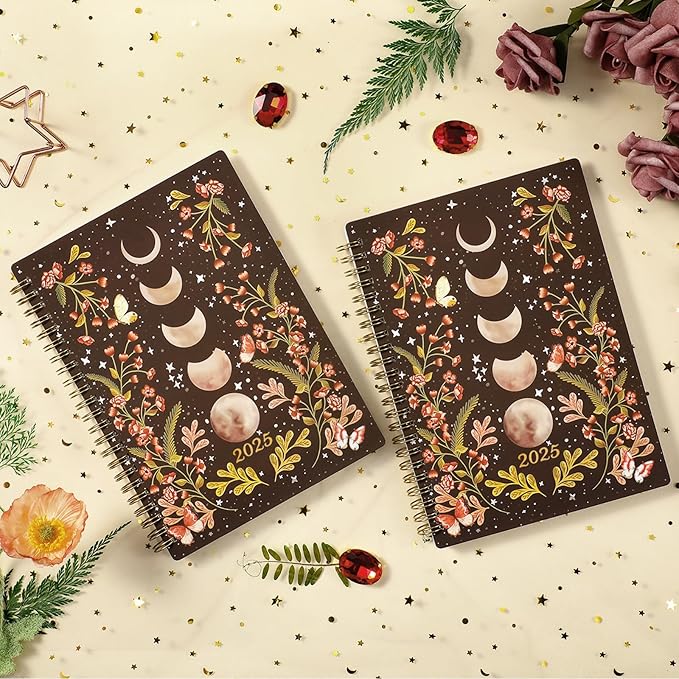 2025 Planner - 2025 Planner, 2025 Planner Weekly and Monthly, JAN. 2025 - DEC. 2025, 6.3" x 8.4", 2025 Planner with Tabs, Twin-Wire Binding, Inner pocket, Planner organizer - Moon