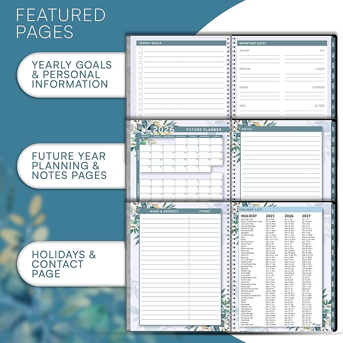 2025 Appointment Book & Planner- Ensight 6.5 x 8.5 inches, Large Tabbed Daily Hourly Weekly Planner, Calendar & Schedule Book 15-Minute time Slots, Business & Personal Planner Jan 2025- Dec 2025- Floral