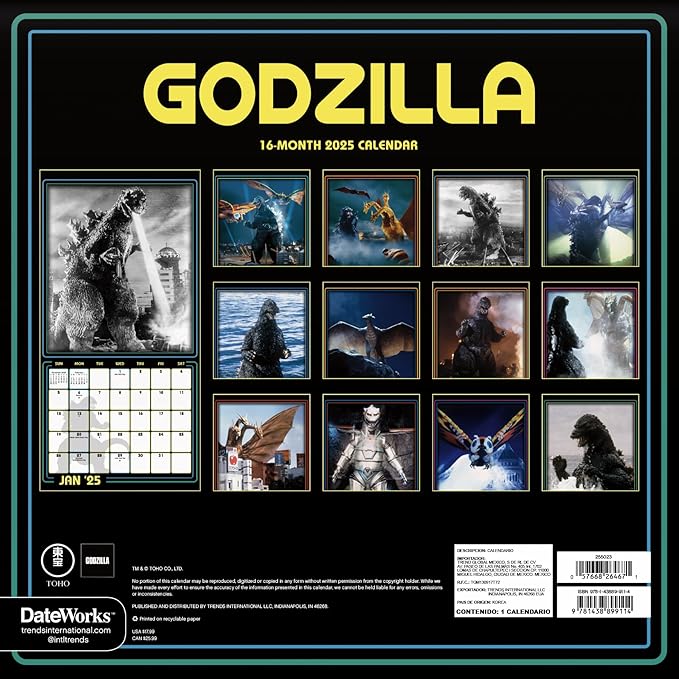 2025 Godzilla - Classic Wall Calendar & Magnetic Frame