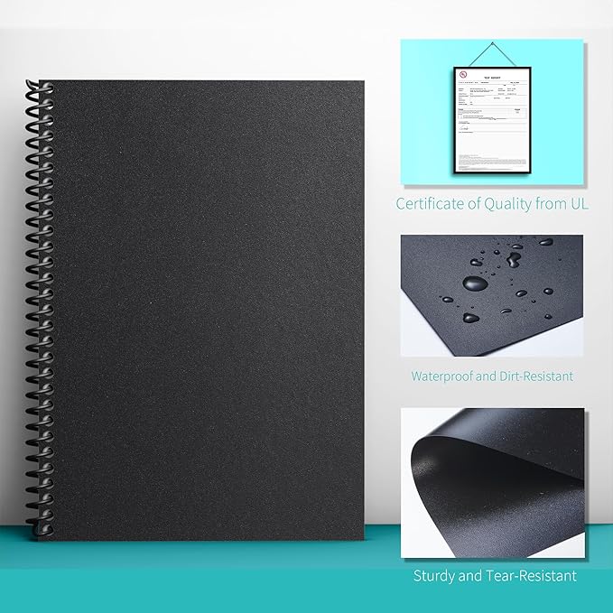 Binditek 50 Pack 12 Mil Sand-Textured Polycover - Plastic Binding Cover for Letter Size - Business Reports and Proposals - Lightly Textured Sand Finish - Square Corners, Un-Punched, Black