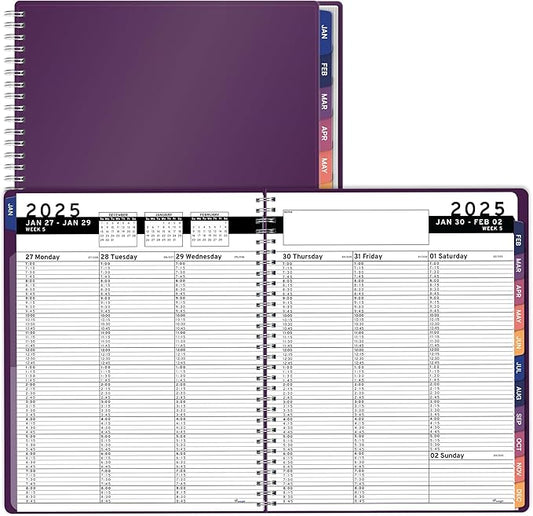 2025 Appointment Book & Planner- Ensight 8.5 x 11 inches, Large Tabbed Daily Hourly Weekly Planner, Calendar & Schedule Book 15-Minute time Slots, Business & Personal Planner Jan 2025- Dec 2025- Purple