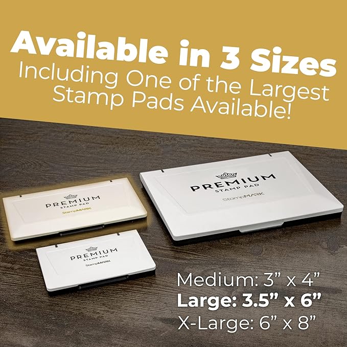 Premium Stamp Pad Large Size 3.5" x 6" - for Traditional Rubber Stamps - Felt Pad Dry