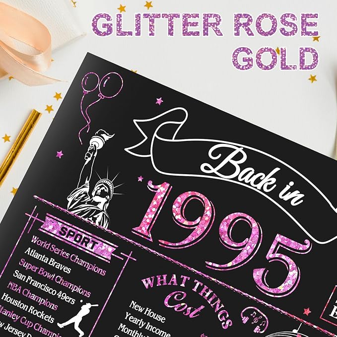 30th Birthday Card for Women Her, Jumbo 3D Pop Up 30th Birthday Gifts, Back In 1995 Happy 30 Year Old Sister Birthday Decorations Cards Card for Wife, Rose Gold