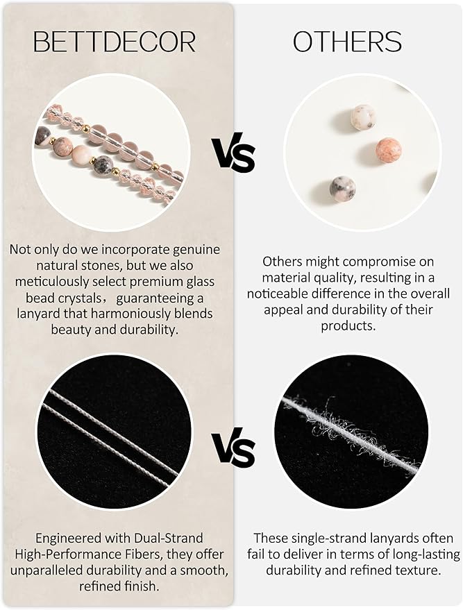 Lanyards for ID Badges and Keys,Natural Stone Beaded Teacher Lanyard for Women,Retractable Lanyard Cute Lanyard