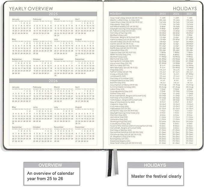 2025 Planner - Weekly & Monthly Planner 2025 with Calendar Stickers, JAN 2025 - DEC 2025, 5.75" X 8.25", Planner 2025 with Premium Thicker Paper, Pen Holder, Inner Pocket and 44 Notes Pages - Gray
