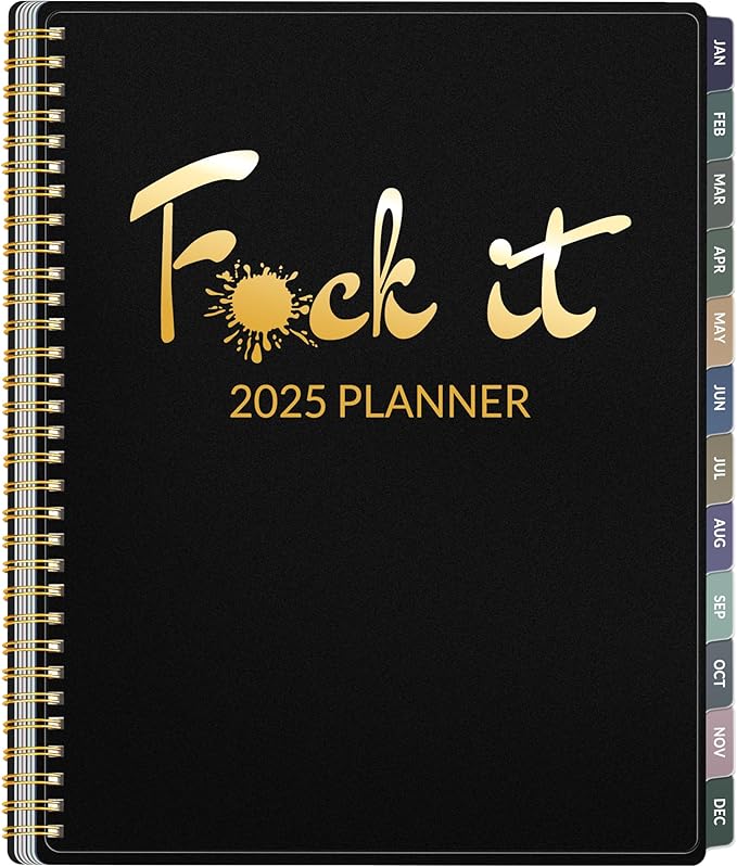 2025 Fuck It Planner for Tired-Ass Women, 8.5" x 11", 12 Months Funny Weekly Organizer With Sweary and Badass Affirmation, White Elephant Gifts for Adults Funny, JAN - DEC 2025, Black