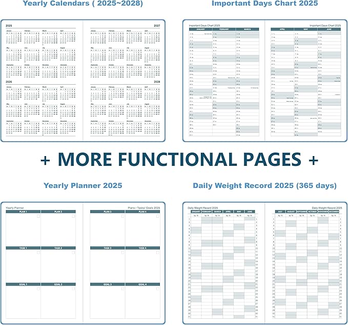 2025 Weekly and Monthly Planner with Pen: Jan 2025-Dec 2025, A5 size 8.5" x 5.75", Hard Cover Agenda Planner with Phone Holder, Card Holder and Pen Holder (Blue)
