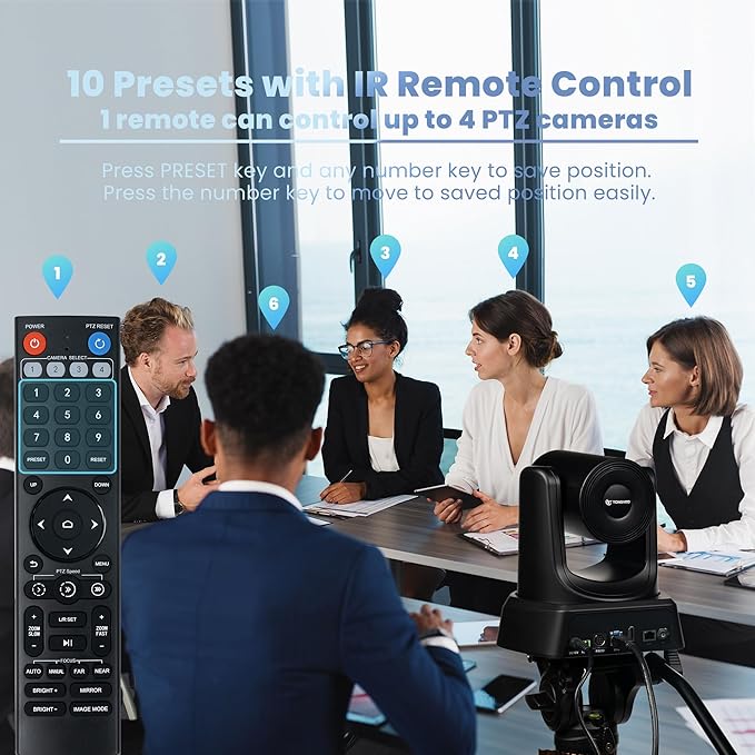 20X Optical Zoom PTZ Camera HDMI IP Live Streaming SDI USB3.0 1080P 60fps PoE Supports for Church Services Worship Education Video Conference with OBS vMix Wirecast Zoom Skype and More