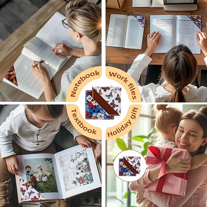 4 Pieces Leather Bookmarks, Cute Book Accessories for Reading Lovers, Page Markers for Women Men Kids Students Teachers Retirement Birthday Gift (Butterflies)
