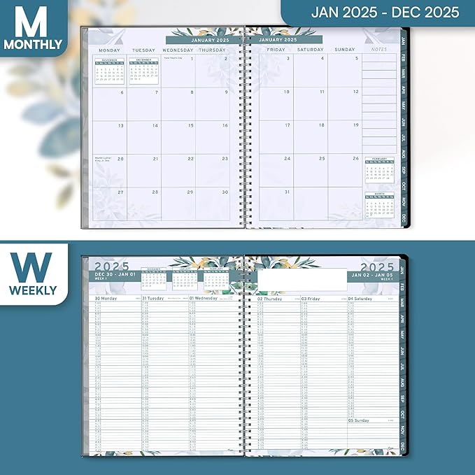 2025 Appointment Book & Planner- Ensight 6.5 x 8.5 inches, Large Tabbed Daily Hourly Weekly Planner, Calendar & Schedule Book 15-Minute time Slots, Business & Personal Planner Jan 2025- Dec 2025- Floral