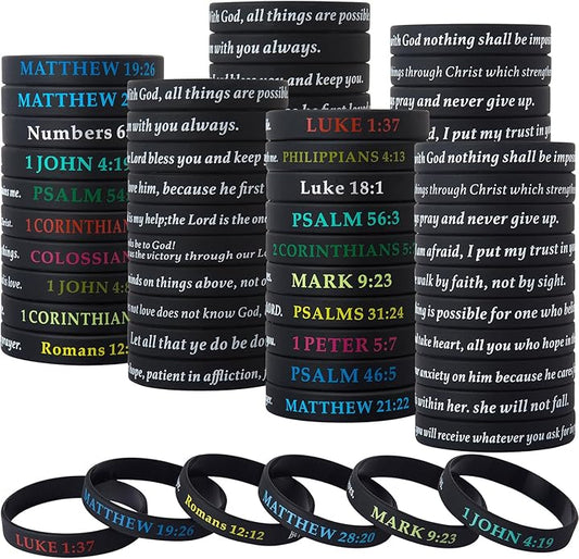 QEERBSIN Bible Verses Bracelets Motivational Christian Rubber Bracelets Faith Hope Wristbands Bracelets for Men Women Teens