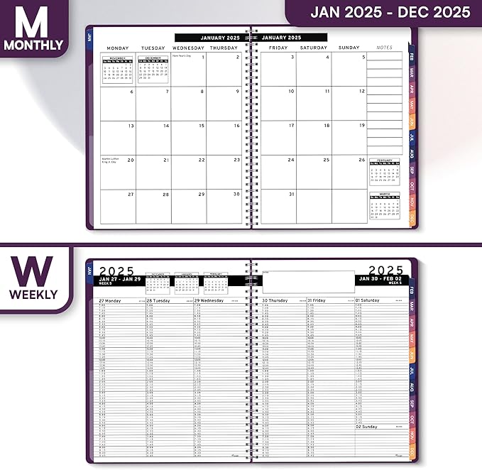2025 Appointment Book & Planner- Ensight 8.5 x 11 inches, Large Tabbed Daily Hourly Weekly Planner, Calendar & Schedule Book 15-Minute time Slots, Business & Personal Planner Jan 2025- Dec 2025- Purple