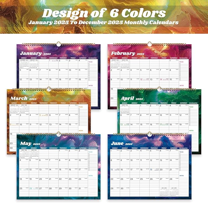 2025 Calendar 12 Month Wall Calendar 2025, Jan to Dec 2025 Calendar with Julian Dates, 14.8" X 11.5" (2025 Wall Calendar Star Dust)