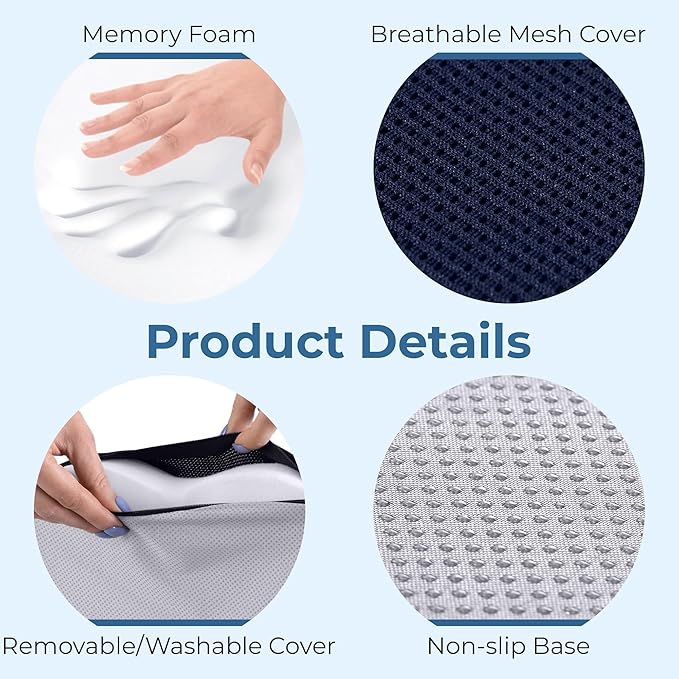 5 STARS UNITED Seat Cushion for Desk Chair - Tailbone, Coccyx Sciatica Pain Relief - Office Chair Cushions - Wheelchair Cushions - Car Seat Cushions - Pressure Relief Lifting Cushions