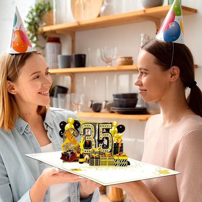 35th Birthday Card for Men Women, 3D Pop Up 35th Birthday Gifts Cards for Him Her, Back In 1990 Funny 35 Year Old Birthday Decorations