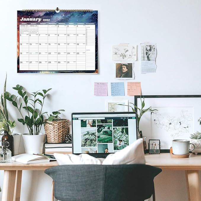 2025 Calendar 18 Month Wall Calendar 2025-2026, January 2025 to June 2026 Calendar with Julian Dates, 14.8" X 11.5" (2025-2026 Wall Calendar Starry Sky)