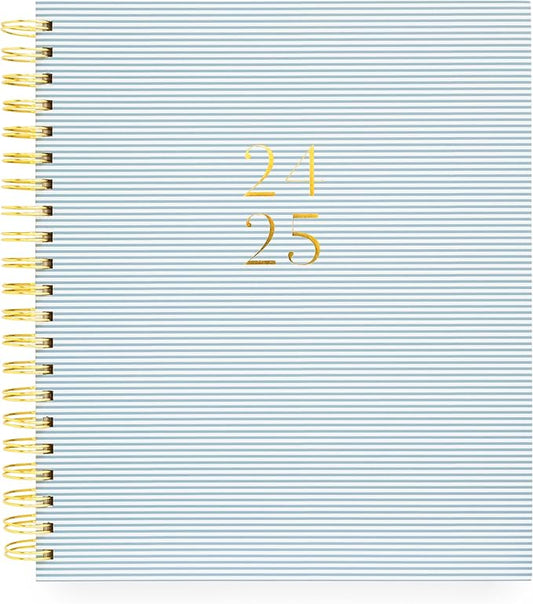 2024-2025 Sugar Paper Academic Large Weekly Spiral Planner, Blue Stripe, August 2025 - July 2024, Daily, Weekly, Monthly Formats, Hourly Planning