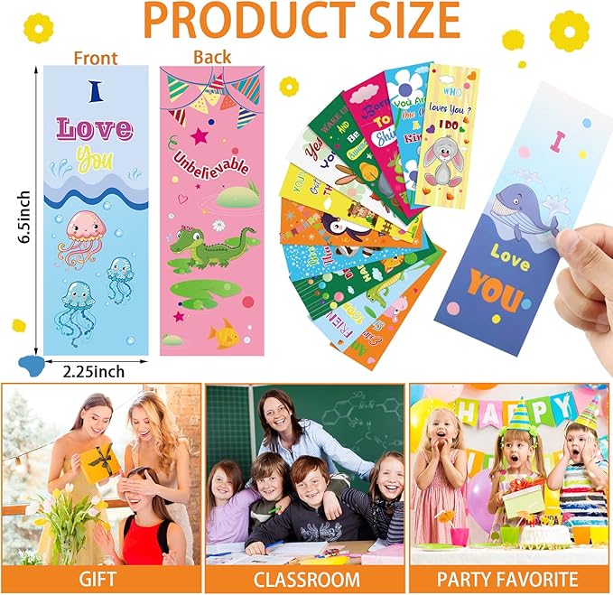 120 Pieces Bookmarks for Kids Set Book Marks Gifts for Kids Inspirational Motivational Paper Bookmark Pack for Book Lovers Adults Teacher Women Funny Reading Gift (Cartoon Animal)