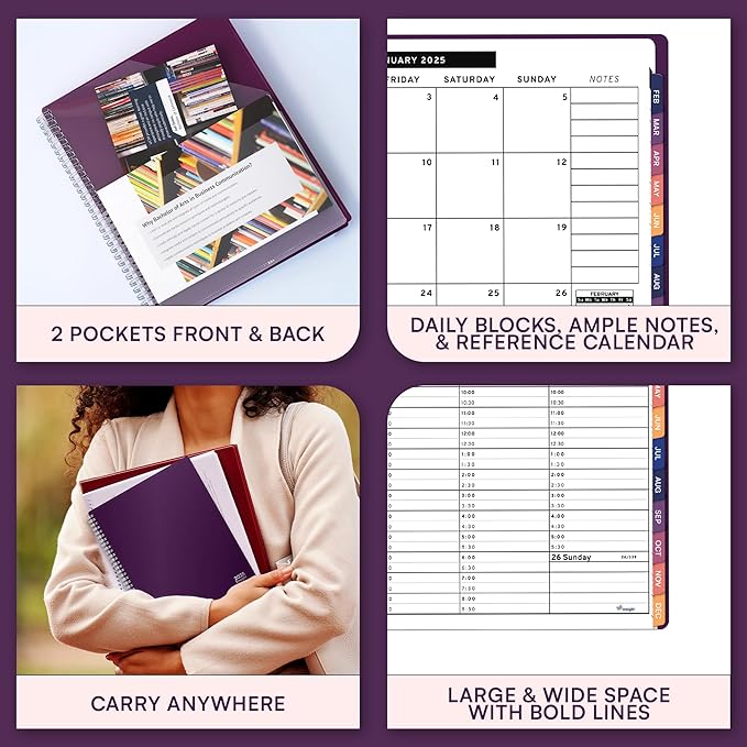 2025 Appointment Book & Planner- Ensight 6.5 x 8.5 inches, Large Tabbed Daily Hourly Weekly Planner, Calendar & Schedule Book 30-Minute time Slots, Business & Personal Planner Jan 2025- Dec 2025- Purple