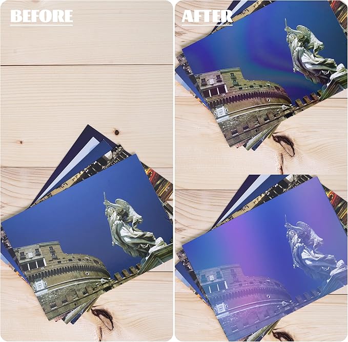 2 Types Transparent Holographic Overlay Lamination Vinyl A4 Size Self-Adhesive Laminate Waterproof Vinyl Sticker Paper, 10 Sheets 8.25 x 11.7 Inches