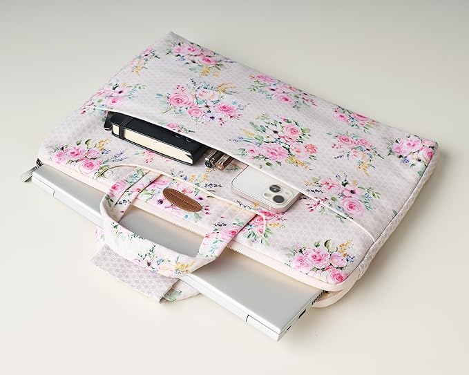 Maison d'Hermine Laptop Bag upto 13.5 inch Stain and water repellent Cotton canvas - Sweetrose Lavender