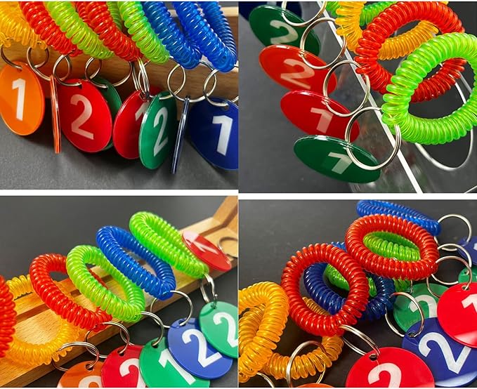 Pack of 36 Colorful Spring Spiral Wrist Coil Key Chain, Wristband Key Ring (Solid Blue)