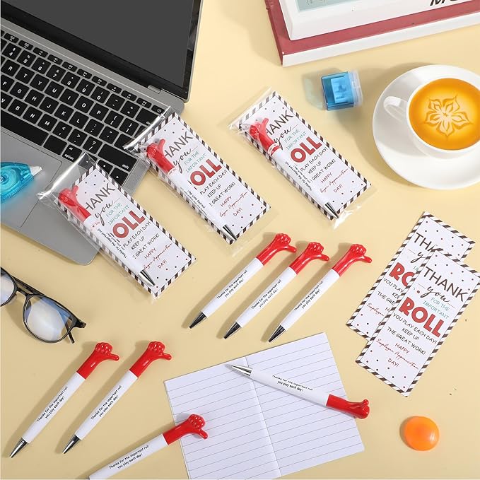 24 Sets Employee Appreciation Gifts Bulk Include Thumbs up Ballpoint Pens Thank You Card with Tie Thank You Gifts for Staff Coworkers Teachers Teem Volunteers Nurse