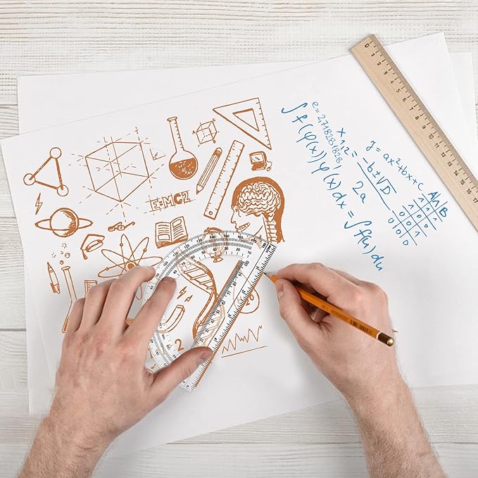 30PCS Clear Plastic Student Math Protractor 6-Inch Long 180 Degree for Angle Measurement