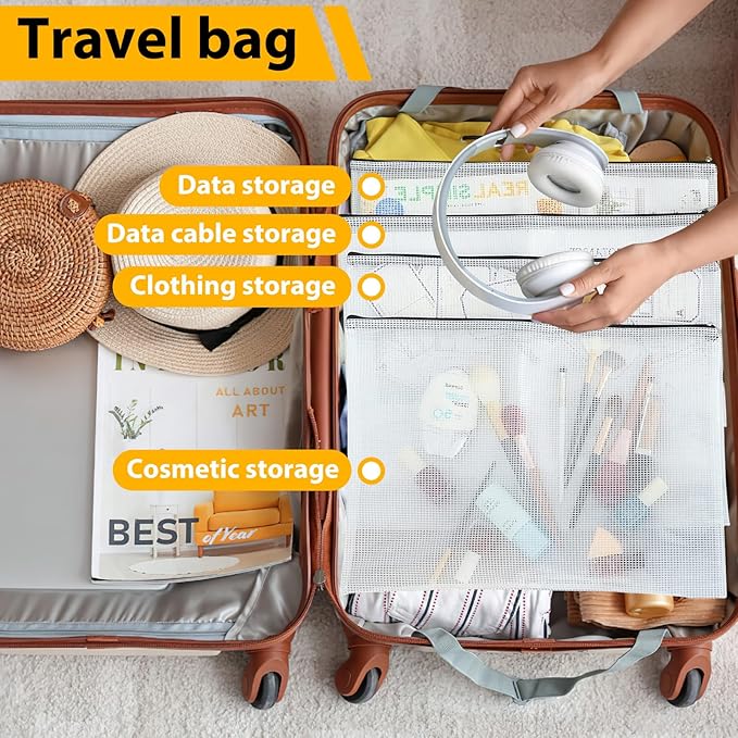 24pcs A4 Mesh Zipper Pouch File Bags, Black Reusable Zipper Bags for Organizing Storage, Waterproof Puzzle Bag, Zipper File Bags for Board Game Storage and School Office Supplies