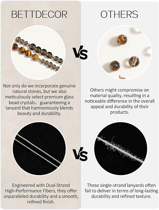 Lanyards for ID Badges and Keys,Natural Stone Beaded Teacher Lanyard for Women,Retractable Lanyard with ID Holder Cute Lanyards for Teachers（Brown）