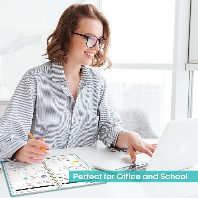 2025 Planner - Weekly and Monthly Planner Spiral Bound, January 2025 - December 2025, Hardcover 2025 Calendar Planner Book with Tabs, Inner Pocket, Perfect for Office Home School Supplies - A5 (6.3" x 8.5"), Aquamarine