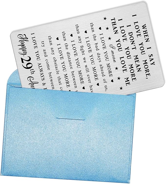 29th Anniversary Wallet Card Gifts for Him, Happy 29 Anniversary Romantic Gifts for Her