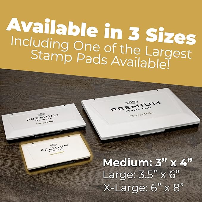 Premium Stamp Pad Medium Size 3" x 4" - for Traditional Rubber Stamps - Felt Pad Dark Yellow Color