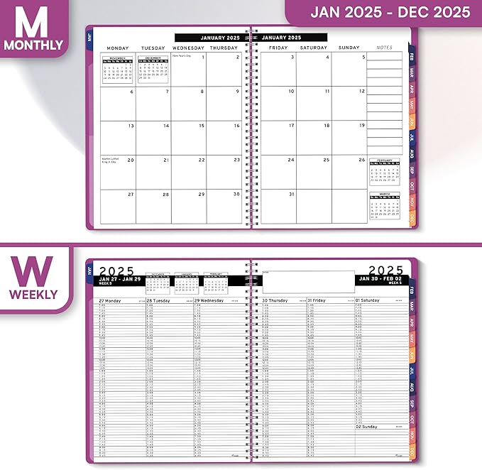 2025 Appointment Book & Planner- Ensight 8.5 x 11 inches Large Tabbed Daily Hourly Weekly Planner Calendar & Schedule Book 15-Minute time Slots, Business & Personal Planner Jan 2025- Dec 2025- Magenta