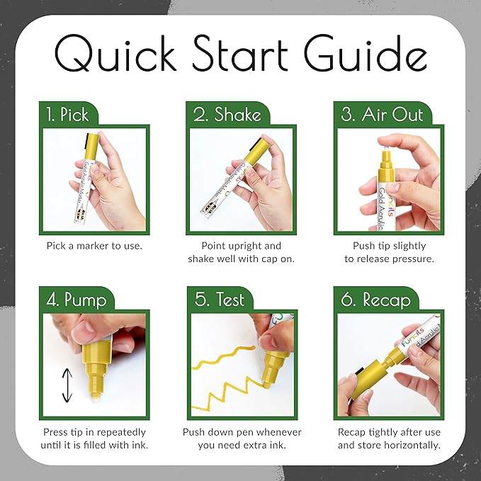 5 Acrylic Silver Paint Pen - Silver Marker Metallic Paint Pens for Fabric, Wood, Canvas, Leaf, Metal, Glass, Plastic - Permanent Pen Fine Tip, Thin Point & Jumbo (1mm, 3mm, 6mm, 10mm, 15mm)