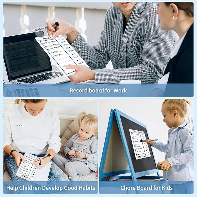 4 Pcs Chore Chart for Kids: Dry Erase My Chores Slider Chart, Magnetic Visual Schedule for Fridge, Kids Daily Checklist - ADHD Tools: to Do List and Routine Chart for Multiple Kids (Blue 4-pack)