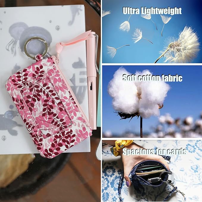 WONDERFUL FLOWER ID Holder with Lanyard and Keychain Wallet for Women