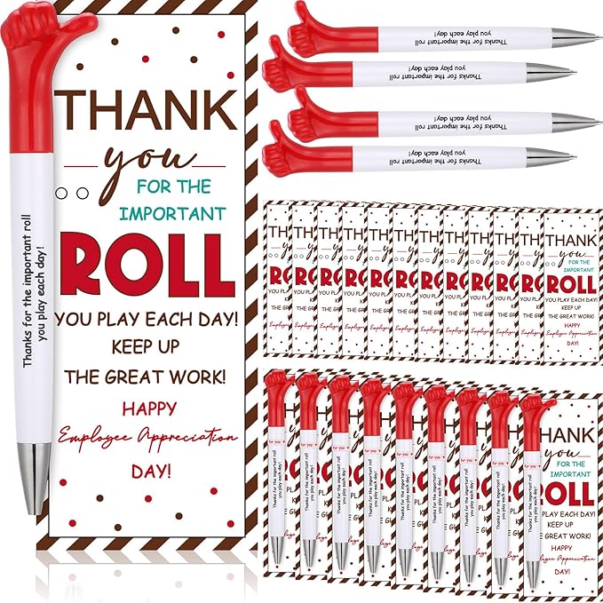 48 Sets Employee Appreciation Gifts Bulk Include Thumbs up Ballpoint Pens Thank You Card with Tie Thank You Gifts for Staff Coworkers Teachers Teem Volunteers Nurse