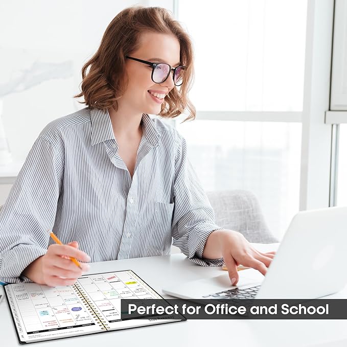 2025 Planner - Weekly and Monthly Planner Spiral Bound, January 2025 - December 2025, Hardcover 2025 Calendar Planner Book with Tabs, Inner Pocket, Perfect for Office Home School Supplies - A5 (6.3" x 8.5"), Black