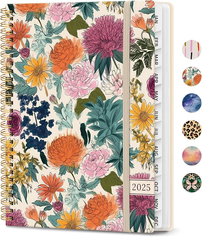 2025 Planner Weekly and Monthly, Jan 2025 - Dec 2025, Hardcover 2025 Calendar Planner Book with Monthly Tabs, Inner Pocket, Aesthetic Planner 2025 for Office Home School Planning - A5 (6.3" x 8.5"), Spiral Bound, Colorful Garden