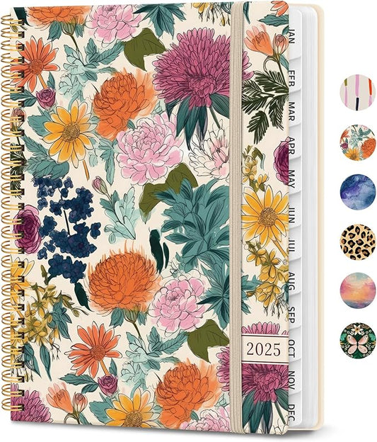 2025 Planner Weekly and Monthly, Jan 2025 - Dec 2025, Hardcover 2025 Calendar Planner Book with Monthly Tabs, Inner Pocket, Aesthetic Planner 2025 for Office Home School Planning - A5 (6.3" x 8.5"), Spiral Bound, Colorful Garden