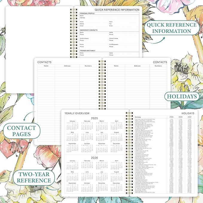 2025 Planner - Planner/Calendar 2025, Jan.2025 - Dec.2025, 8" x 10", 2025 Planner Weekly & Monthly Thick Paper, Perfect Daily Organizer - Art Floral