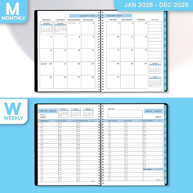 2025 Appointment Book & Planner- Ensight 6.5 x 8.5 inches, Large Tabbed Daily Hourly Weekly Planner, Calendar & Schedule Book 30-Minute time Slots, Business & Personal Planner Jan 2025- Dec 2025- Blue