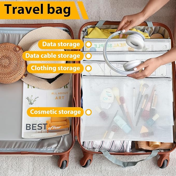 24pcs A4 Mesh Zipper Pouch File Bags, 12pcs Large A3 and 12pcs Letter A4,Black Reusable Zipper Bags for Organizing Storage, Waterproof Puzzle Bag, Board Game Storage and School Office Supplies